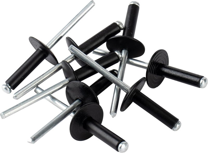ISPINNER 100pcs 3/16" x 1/2" Large Flange Aluminum Blind Rivets, Pop Rivets Grip Grange 6-8mm (Black) - Image 4